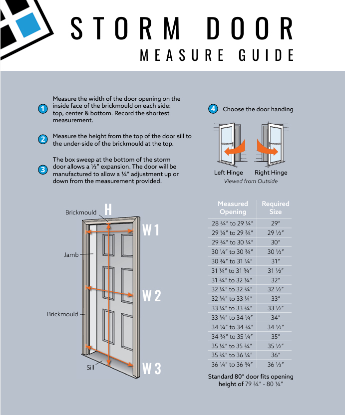 Tempest Storm Door Measurement guide by Everlast Products